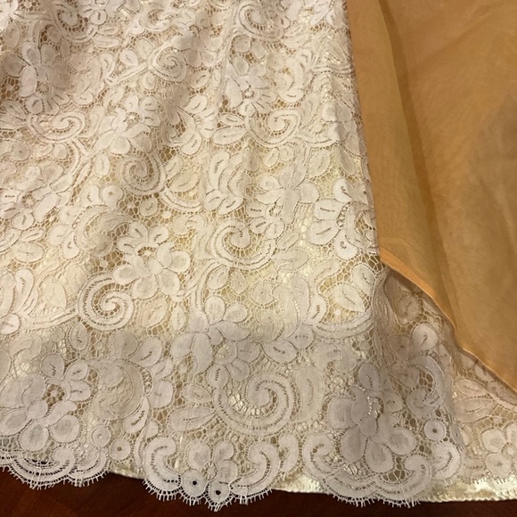 Vintage 50/60’s Champagne Lace Wiggle Dress, Cap Sleeves, Mid-Cent - Picture 3 of 5